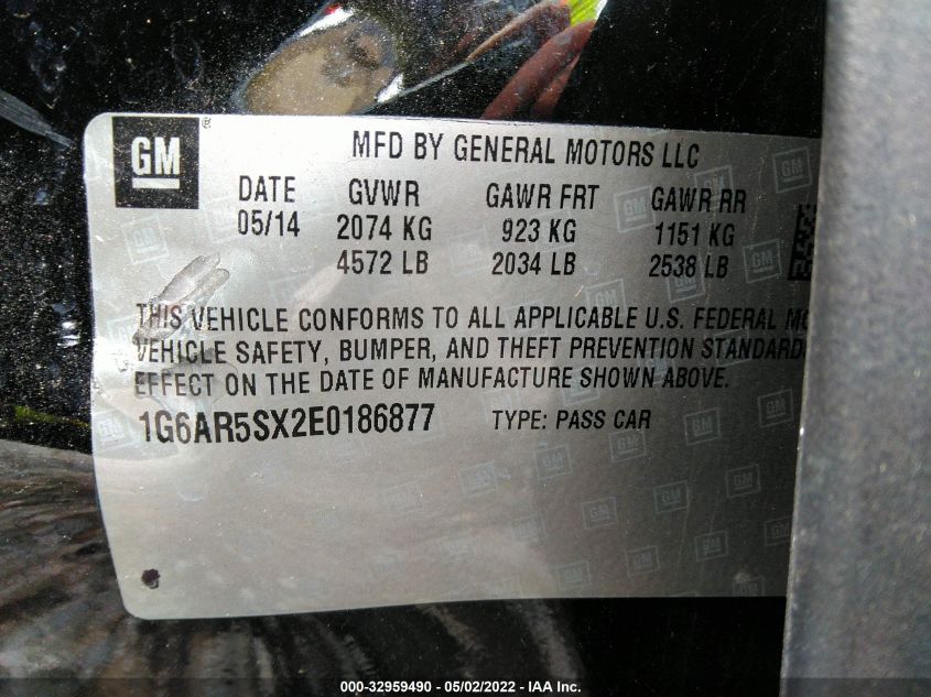 2014 CADILLAC CTS SEDAN LUXURY RWD 1G6AR5SX2E0186877