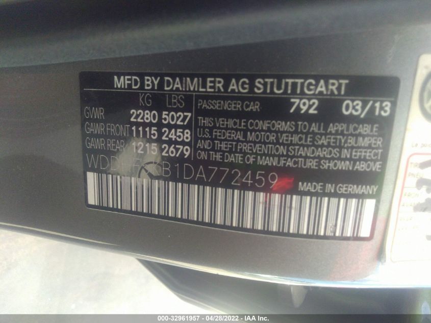 2013 MERCEDES-BENZ E-CLASS E 350 WDDHF5KB1DA772459