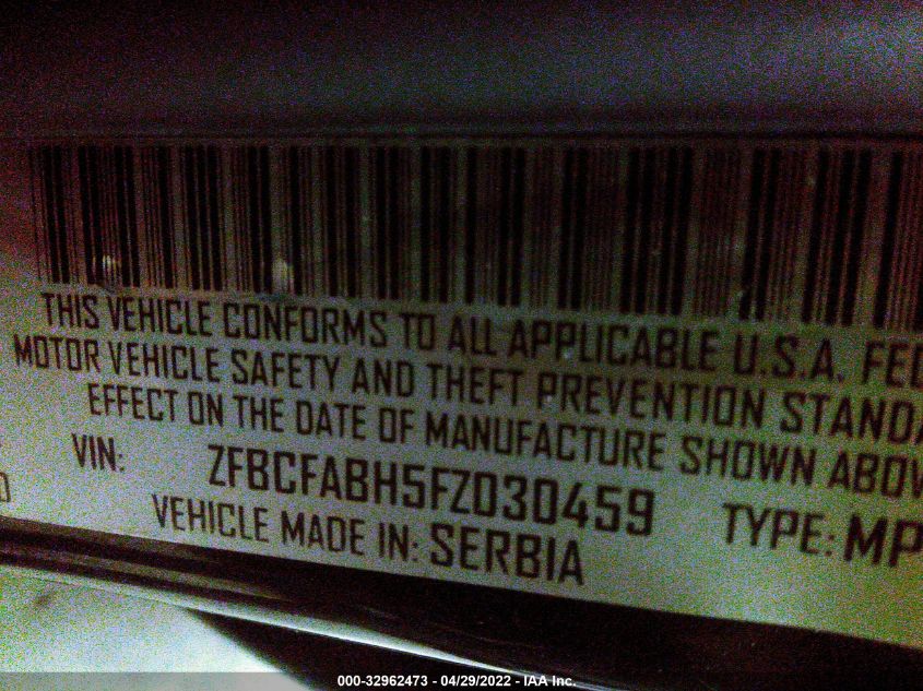 2015 FIAT 500L EASY ZFBCFABH5FZ030459
