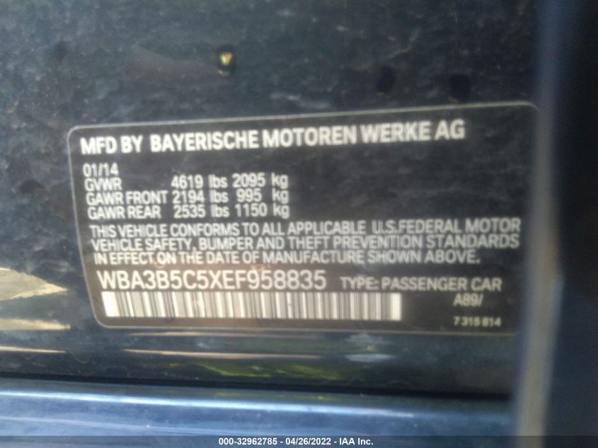 2014 BMW 3 SERIES 328I XDRIVE WBA3B5C5XEF958835