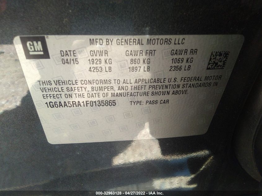 2015 CADILLAC ATS SEDAN STANDARD RWD 1G6AA5RA1F0135865