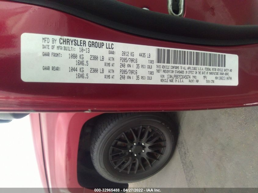 2014 JEEP PATRIOT SPORT 1C4NJPBB7ED645674