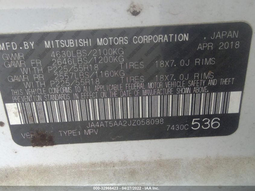 2018 MITSUBISHI ECLIPSE CROSS SE/SEL JA4AT5AA2JZ058098