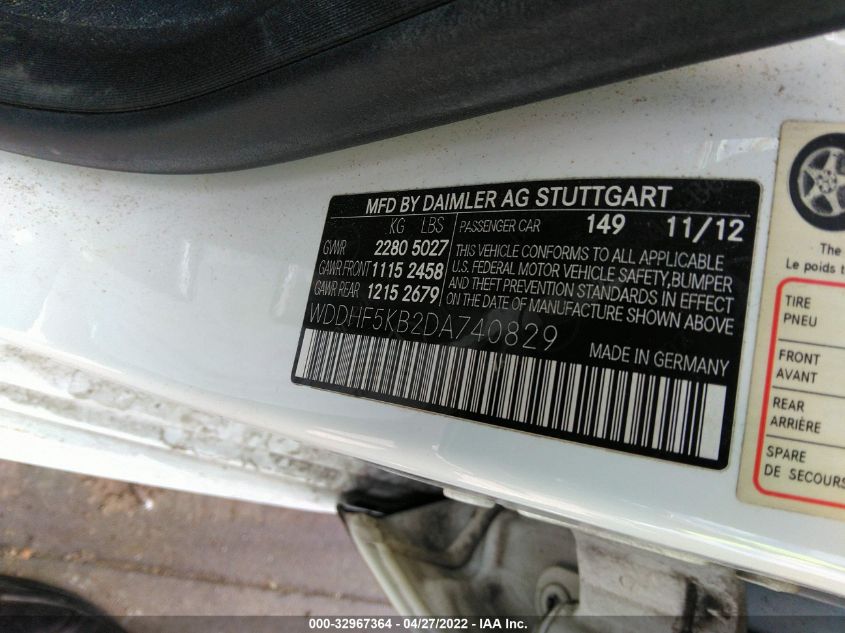 2013 MERCEDES-BENZ E-CLASS E 350 WDDHF5KB2DA740829