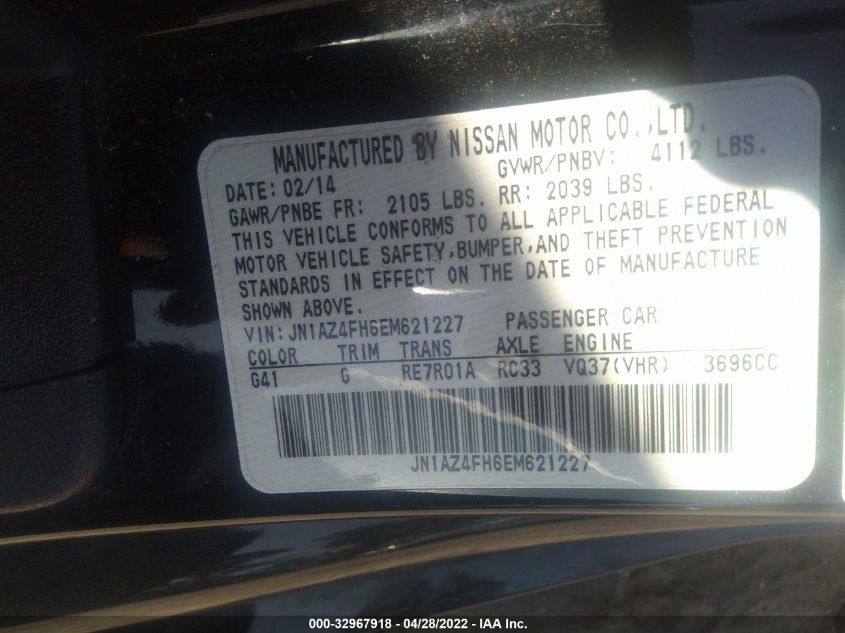 2014 NISSAN 370Z TOURING JN1AZ4FH6EM621227