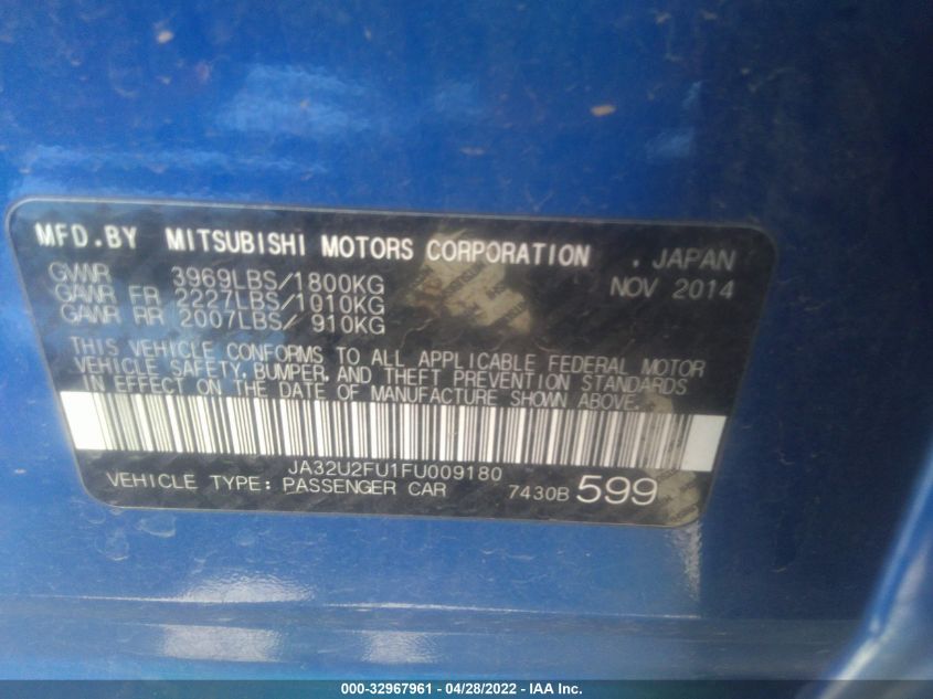 2015 MITSUBISHI LANCER ES JA32U2FU1FU009180