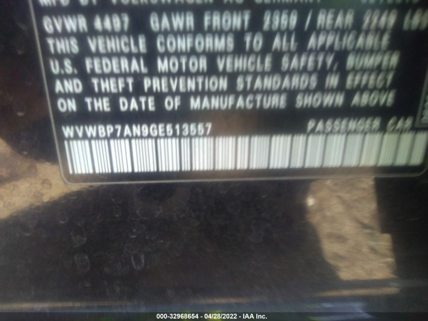 2016 VOLKSWAGEN CC TREND WVWBP7AN9GE513557