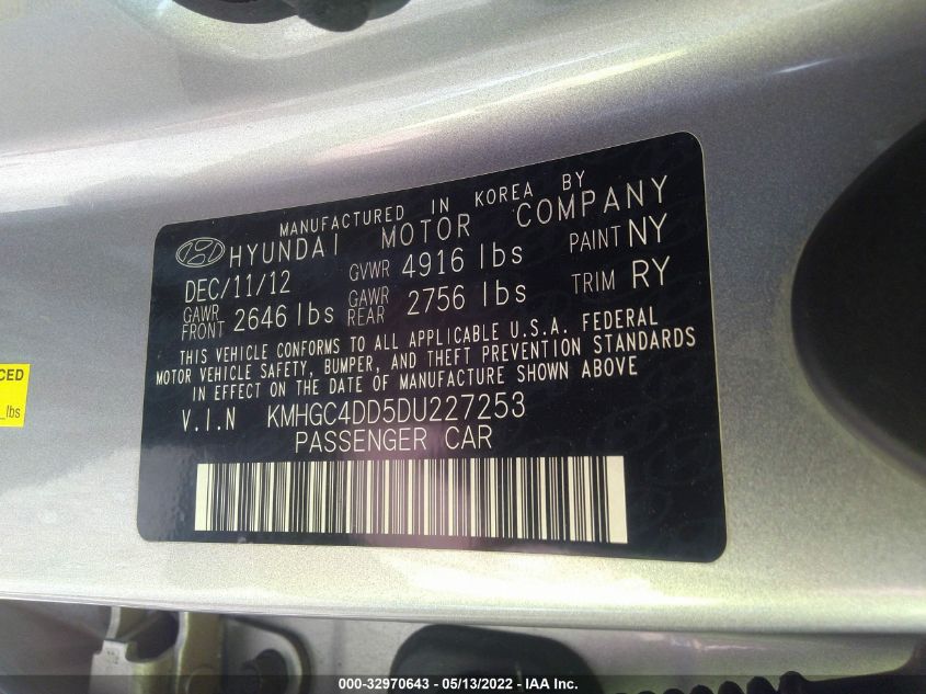 2013 HYUNDAI GENESIS 3.8L KMHGC4DD5DU227253