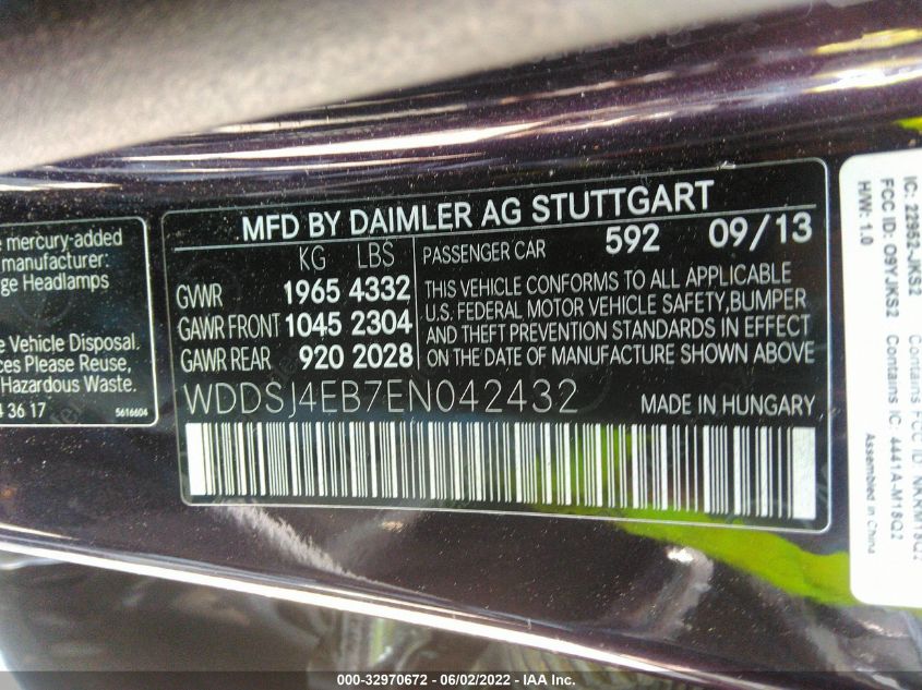 2014 MERCEDES-BENZ CLA 250 WDDSJ4EB7EN042432