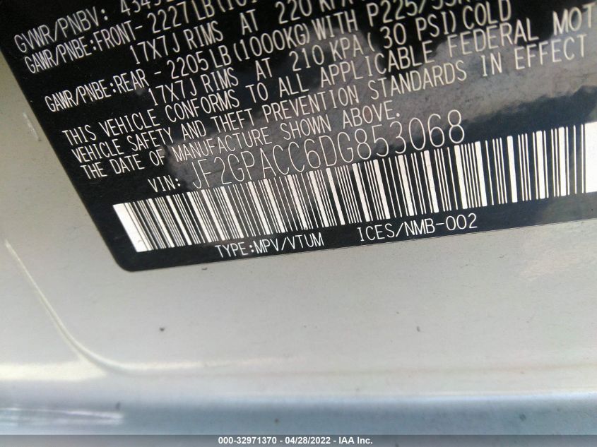 2013 SUBARU XV CROSSTREK PREMIUM JF2GPACC6DG853068