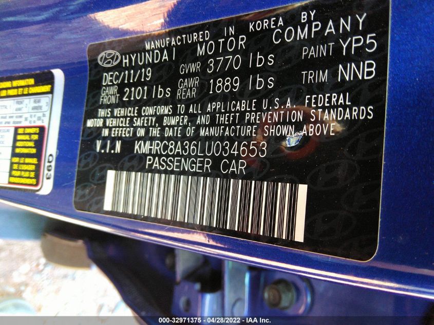 2020 HYUNDAI VENUE SEL KMHRC8A36LU034653