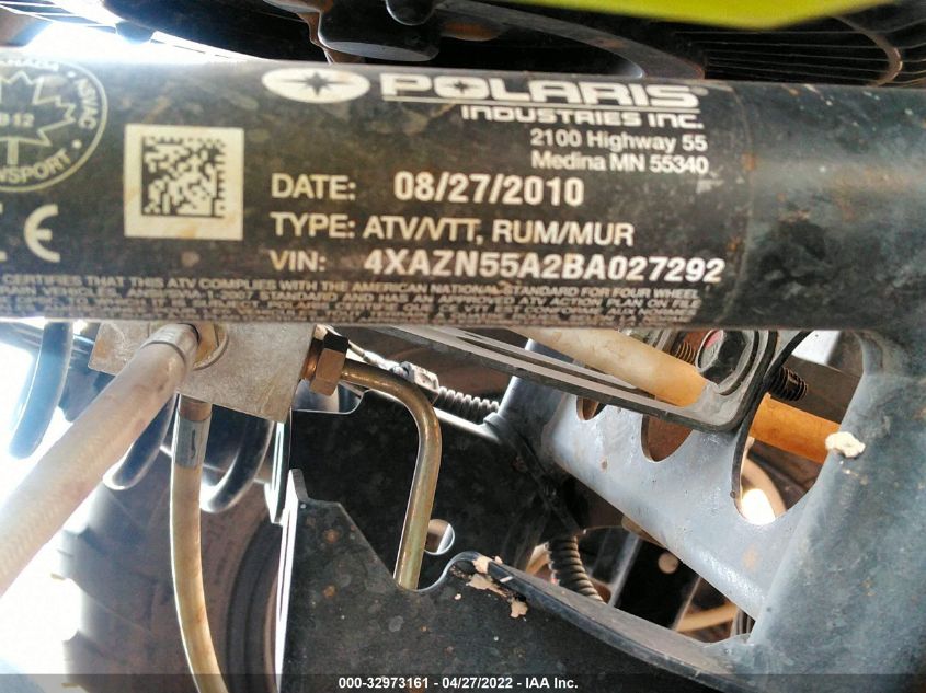 2011 POLARIS SPORTSMAN 550 4XAZN55A2BA027292