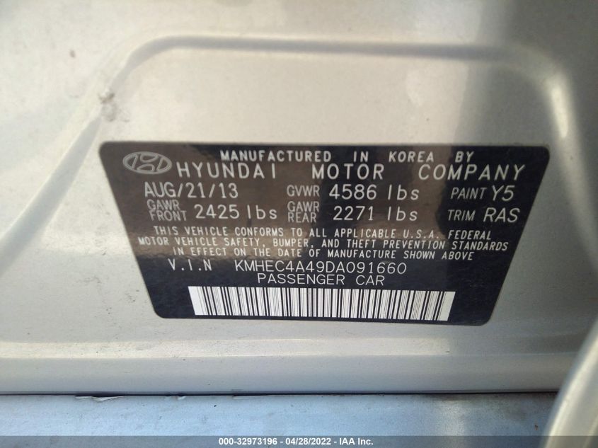 2013 HYUNDAI SONATA HYBRID HYBRID KMHEC4A49DA091660