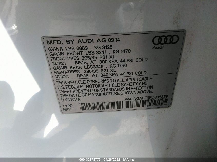 2015 AUDI Q7 3.0T S LINE PRESTIGE WA1DGAFE9FD008339