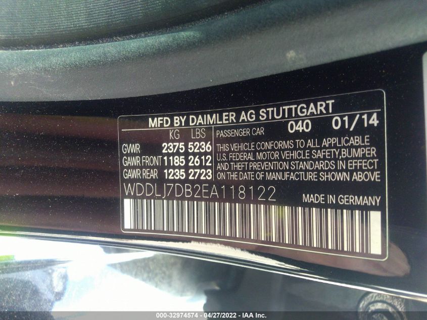 2014 MERCEDES-BENZ CLS-CLASS CLS 550 WDDLJ7DB2EA118122