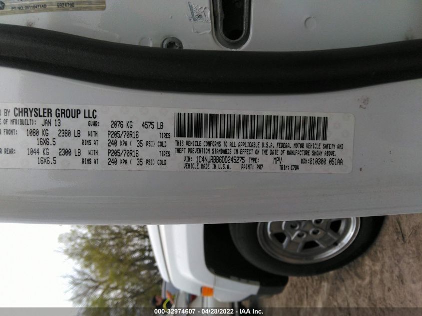 2013 JEEP PATRIOT SPORT 1C4NJRBB6DD245275