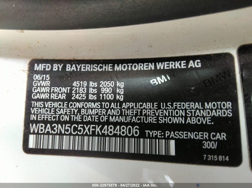 2015 BMW 4 SERIES 428I XDRIVE WBA3N5C5XFK484806