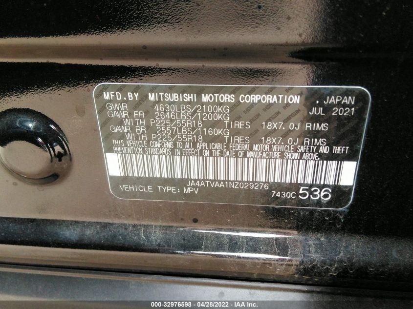 2022 MITSUBISHI ECLIPSE CROSS LE JA4ATVAA1NZ029276