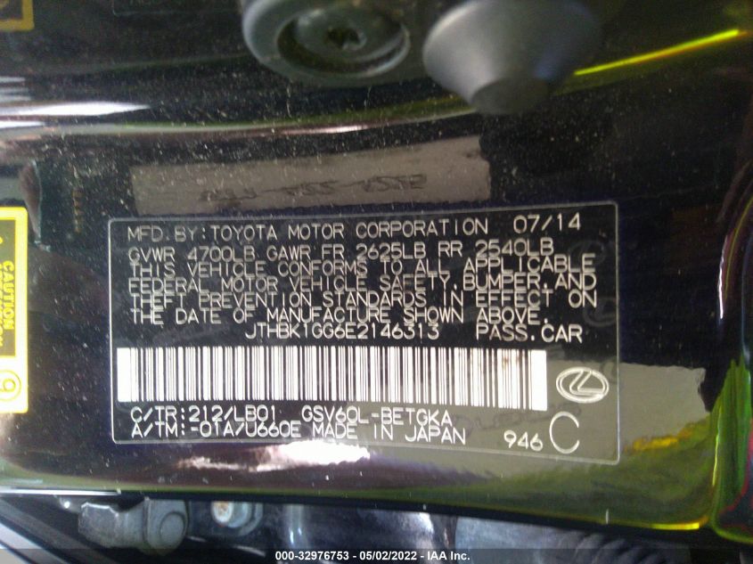2014 LEXUS ES 350 JTHBK1GG6E2146313