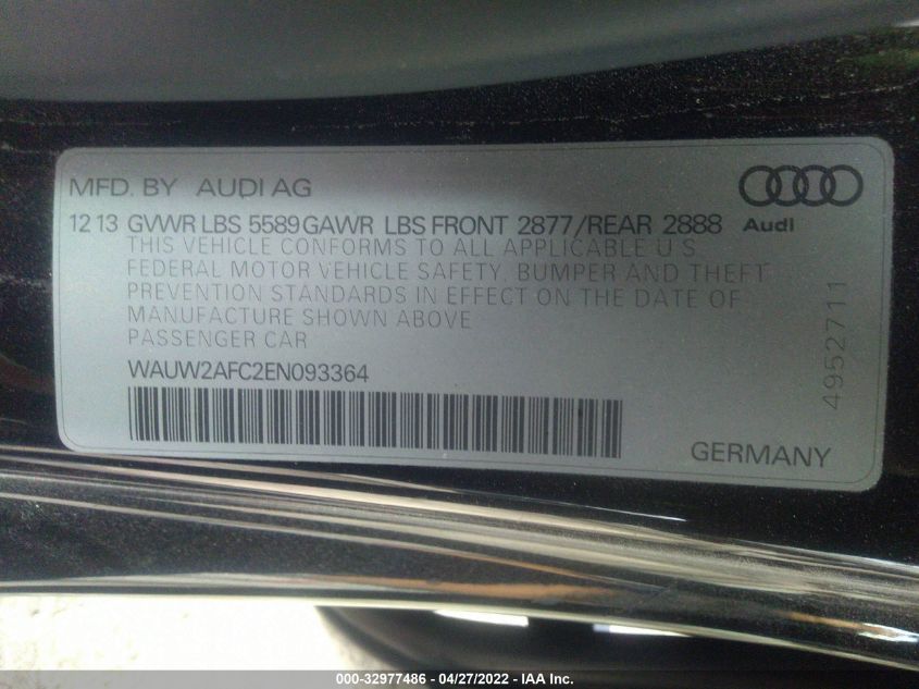 2014 AUDI S7 PRESTIGE WAUW2AFC2EN093364