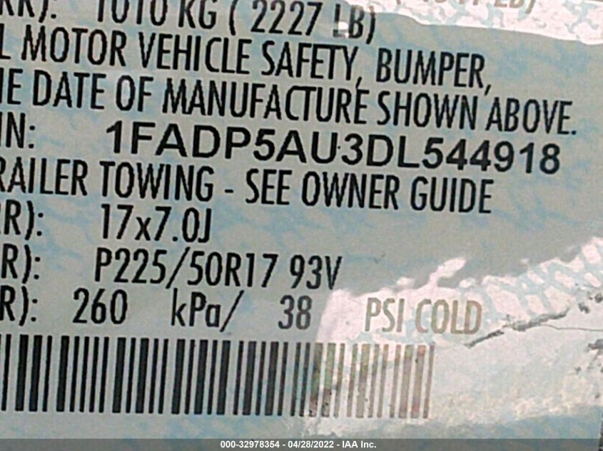 2013 FORD C-MAX HYBRID SE 1FADP5AU3DL544918