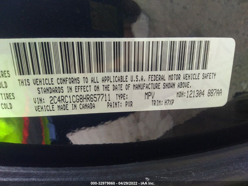 2017 CHRYSLER PACIFICA LX - 2C4RC1CG8HR657711
