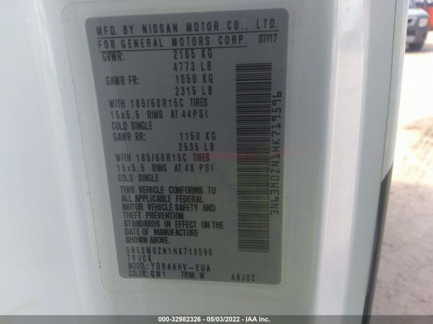 2017 CHEVROLET CITY EXPRESS CARGO VAN LT 3N63M0ZN1HK719596