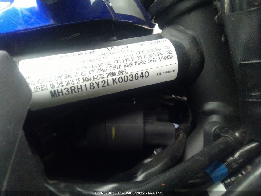 2020 YAMAHA YZFR3 A MH3RH18Y2LK003640