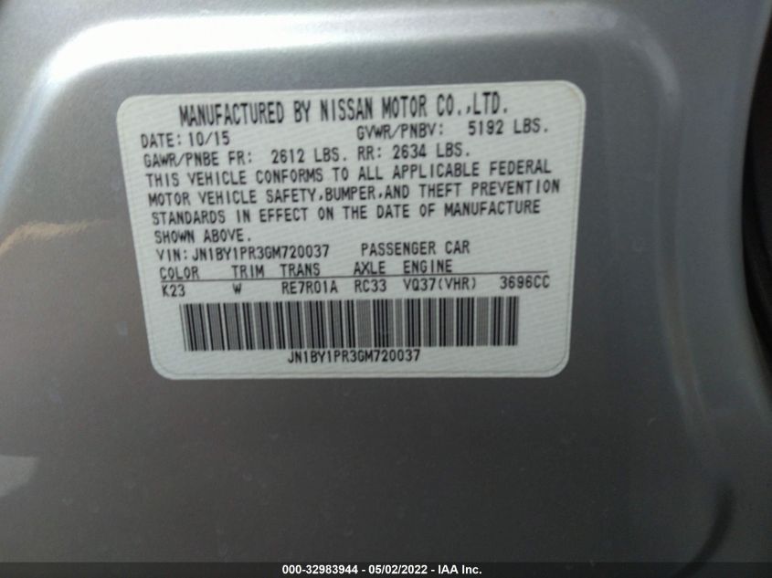 2016 INFINITI Q70L JN1BY1PR3GM720037
