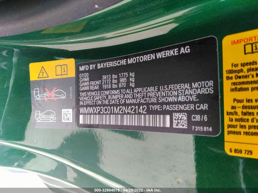 2021 MINI HARDTOP 2 DOOR COOPER SE WMWXP3C01M2N42142