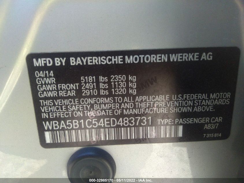 2014 BMW 535I - WBA5B1C54ED483731