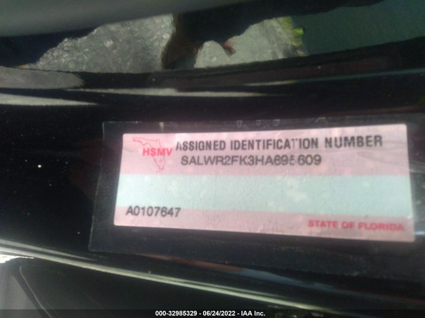 2017 LAND ROVER RANGE ROVER SPORT HSE SALWR2FK3HA695609