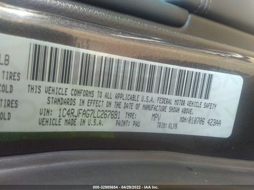 2020 JEEP GRAND CHEROKEE ALTITUDE 1C4RJFAG7LC267691