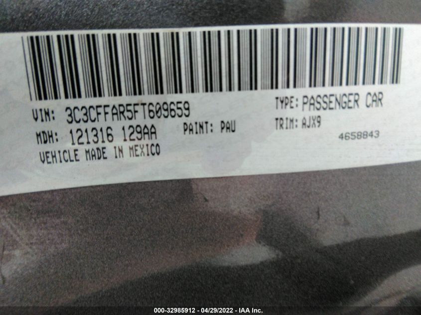 2015 FIAT 500 POP 3C3CFFAR5FT609659