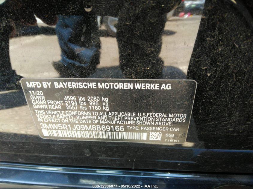 2021 BMW 3 SERIES 330I 3MW5R1J09M8B69166