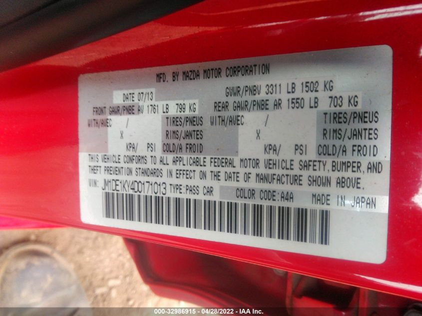2013 MAZDA MAZDA2 SPORT JM1DE1KY4D0171013