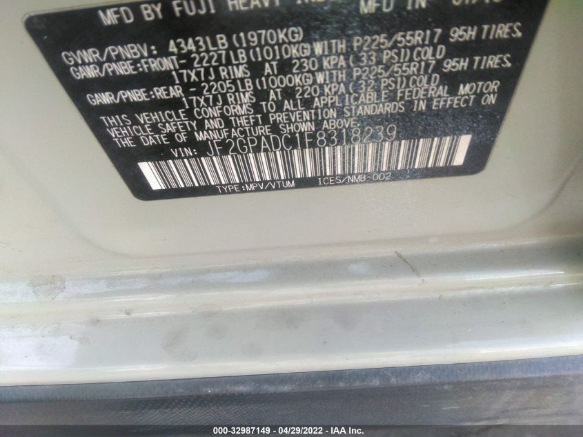 2015 SUBARU XV CROSSTREK PREMIUM JF2GPADC1F8318239