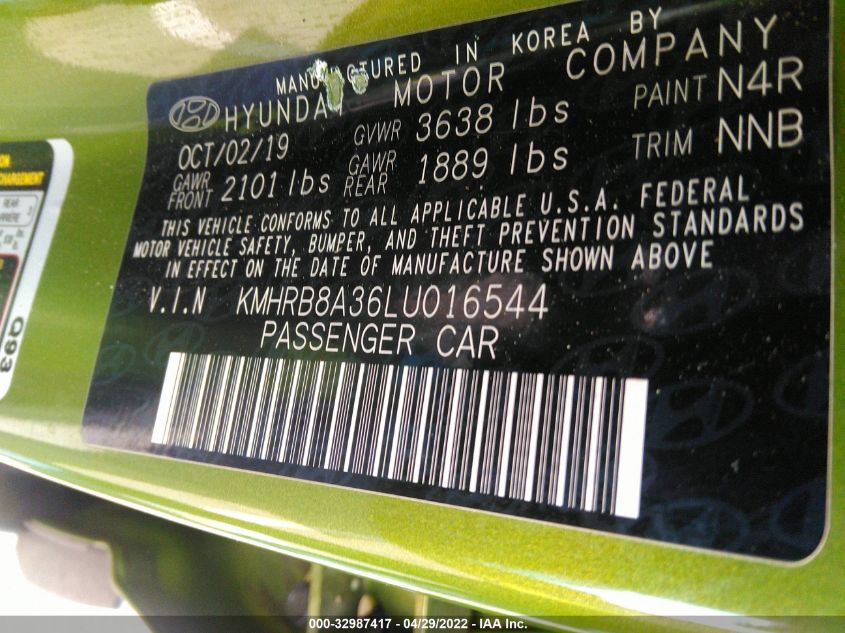 2020 HYUNDAI VENUE SE KMHRB8A36LU016544