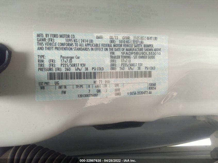 2013 FORD C-MAX HYBRID SEL 1FADP5BU9DL553010
