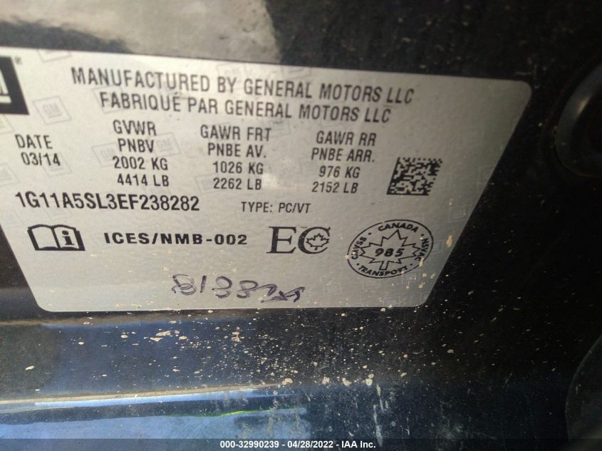 2014 CHEVROLET MALIBU LS 1G11A5SL3EF238282