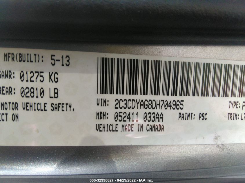 2013 DODGE CHALLENGER SXT 2C3CDYAG8DH704965