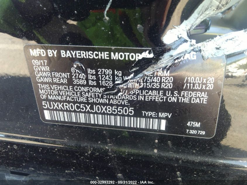 2018 BMW X5 XDRIVE35I 5UXKR0C5XJ0X85505