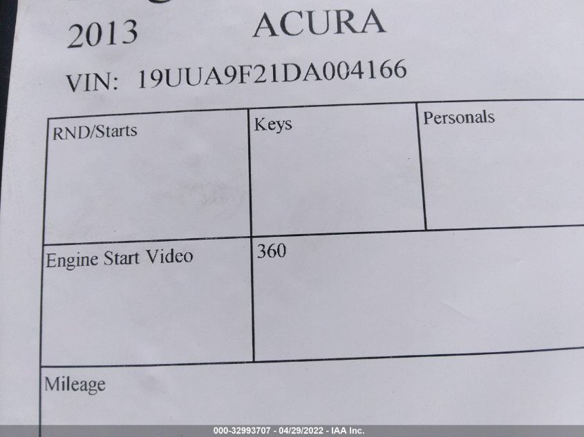 2013 ACURA TL 19UUA9F21DA004166