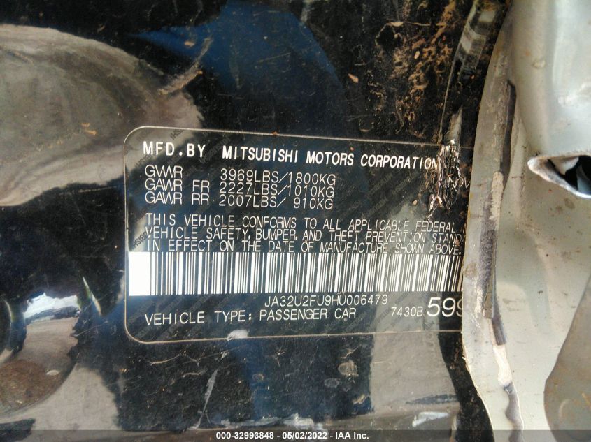 2017 MITSUBISHI LANCER ES/LE JA32U2FU9HU006479