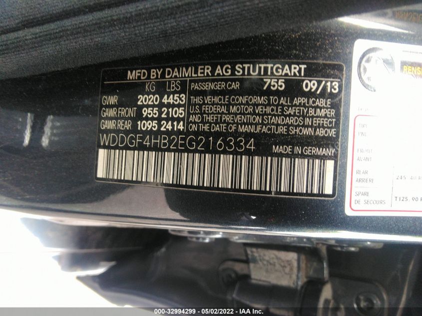 2014 MERCEDES-BENZ C-CLASS C 250 WDDGF4HB2EG216334