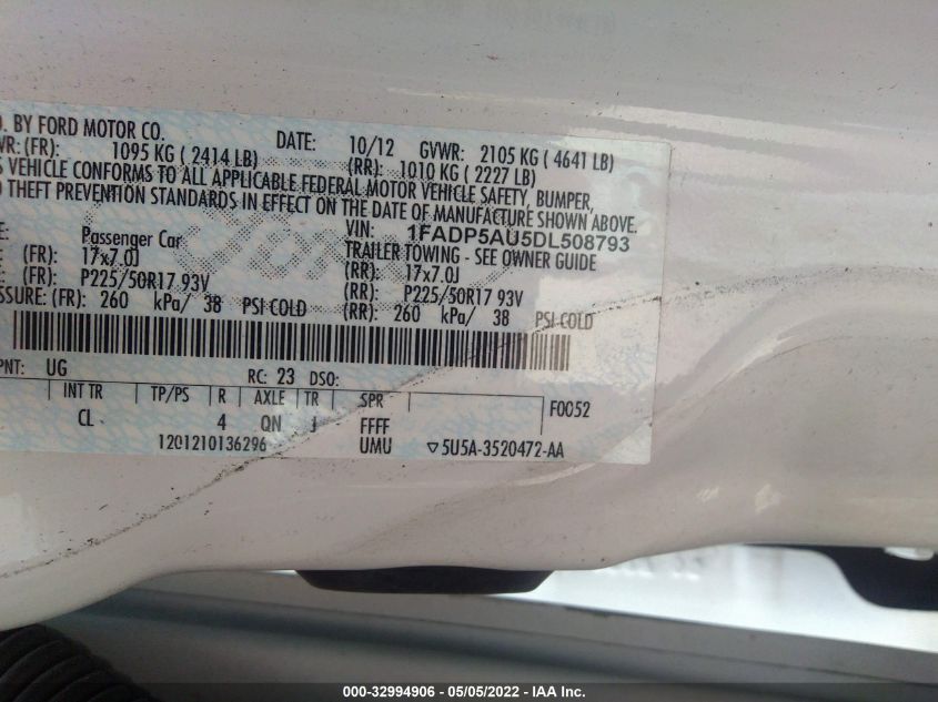 2013 FORD C-MAX HYBRID SE 1FADP5AU5DL508793