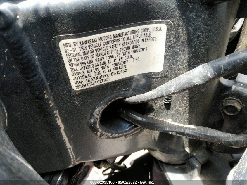2001 KAWASAKI ZX1100 D JKAZXBD121B513252