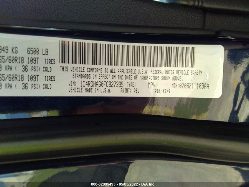 2015 DODGE DURANGO SXT 1C4RDHAG0FC927335