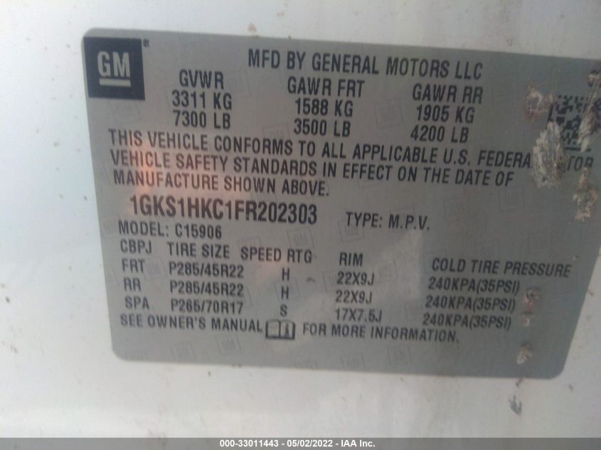2015 GMC YUKON XL SLT 1GKS1HKC1FR202303