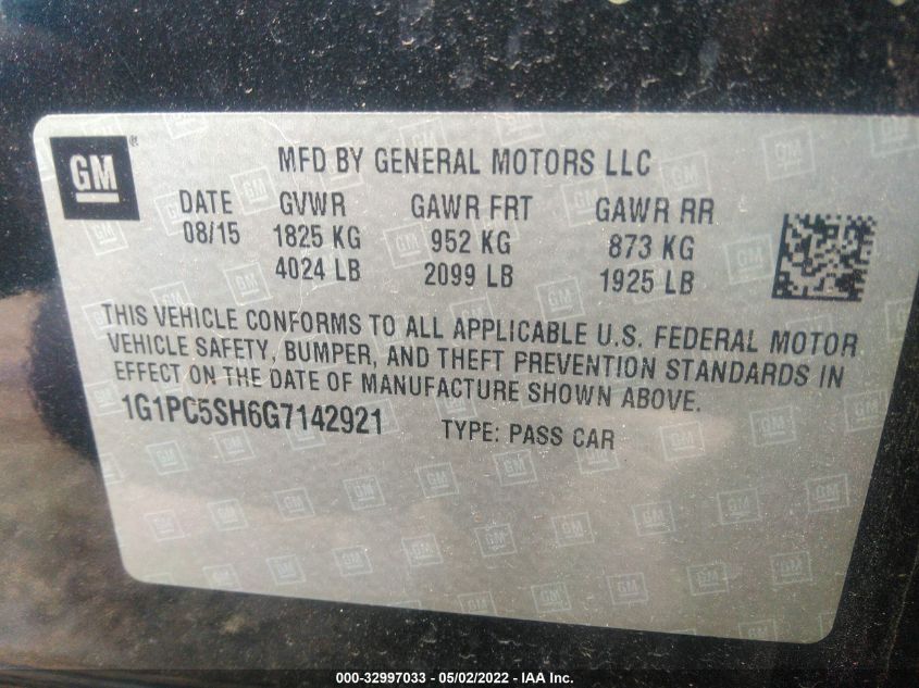 2016 CHEVROLET CRUZE LIMITED LS 1G1PC5SH6G7142921